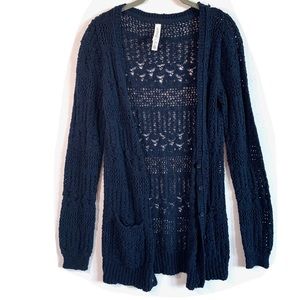 Aeropostale Open Crochet Knit Long Sleeve Cardigan